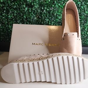 Mark Fisher Women's Pink Suede Espadrille Flats with Stud Detail - Size 8.5M